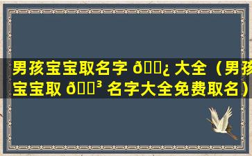 男孩宝宝取名字 🌿 大全（男孩宝宝取 🐳 名字大全免费取名）